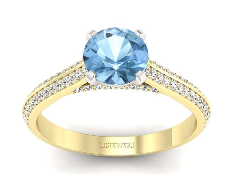 Pierścionek topaz i brylanty żółte białe złoto - p16657zbtp