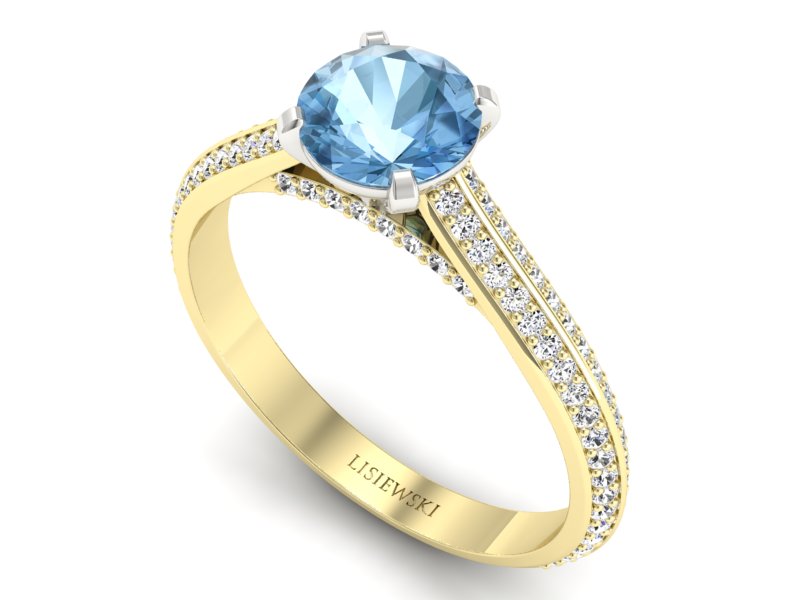 Pierścionek topaz i brylanty żółte białe złoto - p16657zbtp — zdjęcie 3