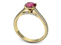 Złoty pierścionek z rubinem i brylantami złoto proba 585 - p16657zr- 3