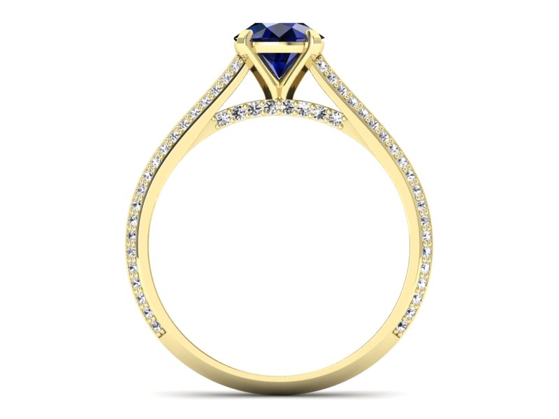 Złoty pierścionek z szafirem i brylantami - p16657zsz — zdjęcie 2