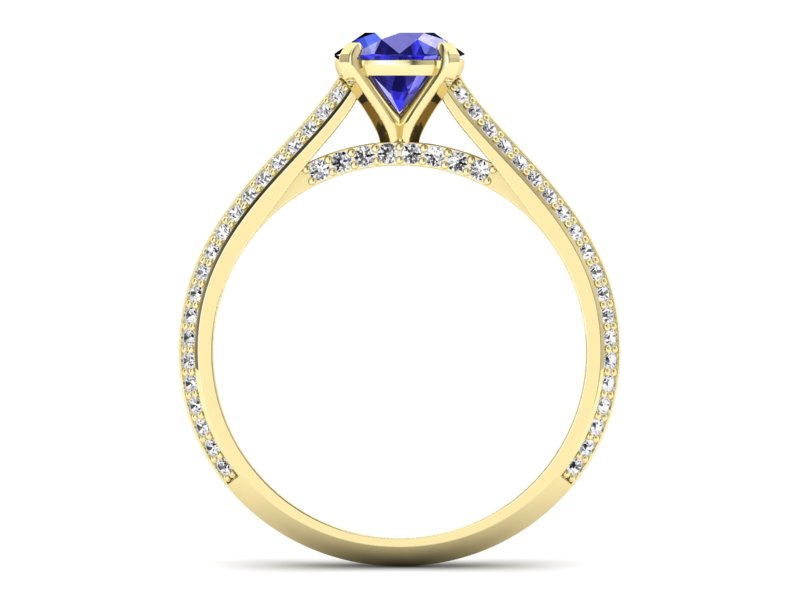 Złoty pierścionek z szafirem i brylantami - p16657zszc — zdjęcie 2