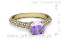 Pierścionek z tanzanitem i brylantami żółte złoto - p16657zt- 2
