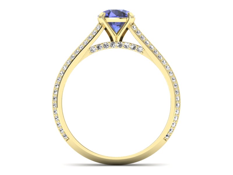 Pierścionek z tanzanitem i brylantami żółte złoto - p16657zt — zdjęcie 2