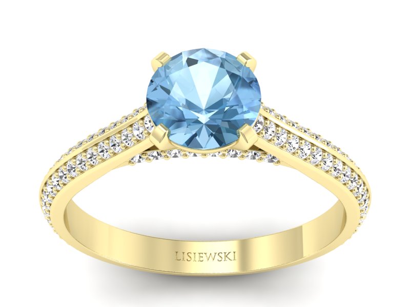 Złoty pierścionek z topazem i brylantami - p16657ztp