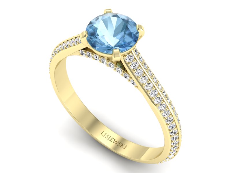 Złoty pierścionek z topazem i brylantami - p16657ztp — zdjęcie 3