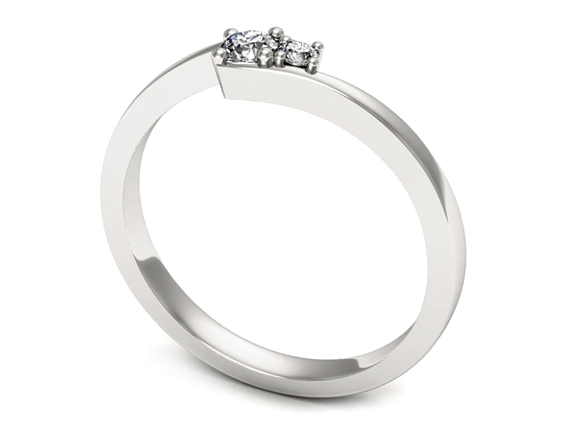 Złoty pierścionek z brylantami białe złoto - p16658b — zdjęcie 3