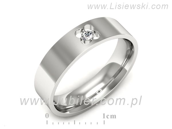 Obrączka z brylantem białe złoto próba 585 - p16660b- 1