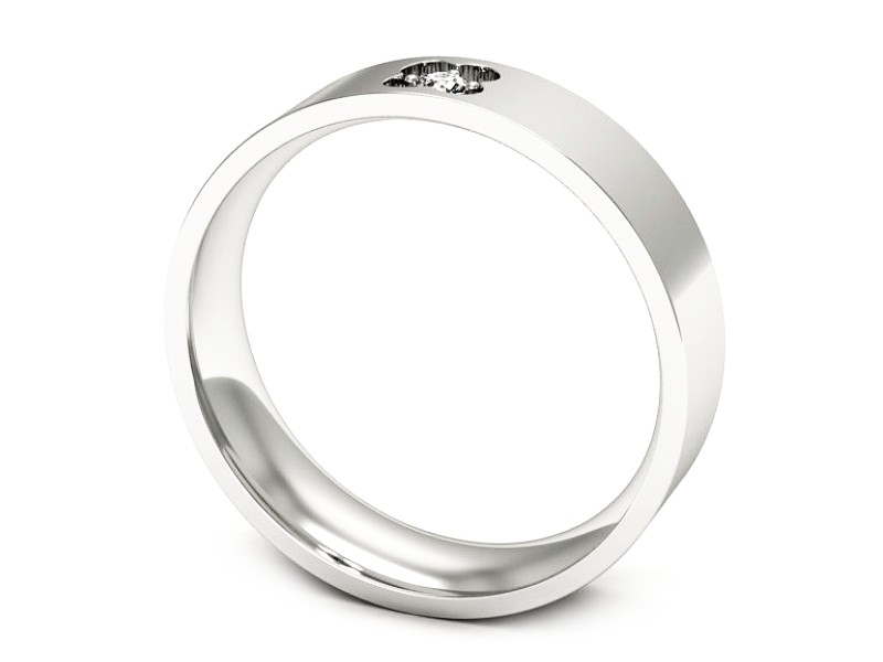 Obrączka z brylantem białe złoto - p16660b — zdjęcie 3
