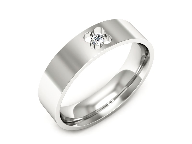 Obrączka z brylantem białe złoto - p16660b