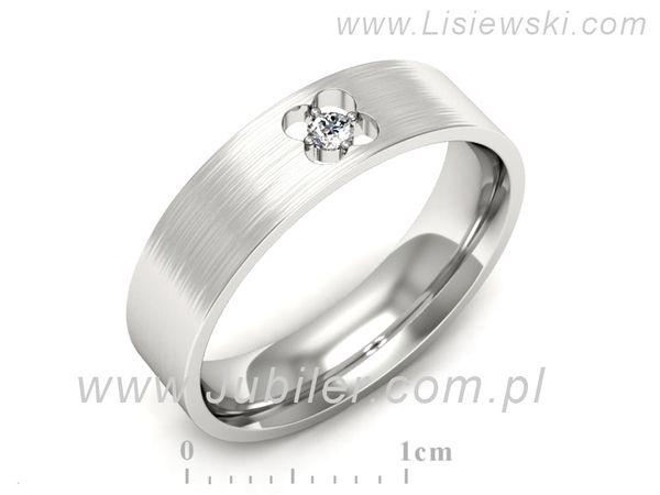 Obrączka z brylantem białe złoto próba 585 - p16660bmp- 1