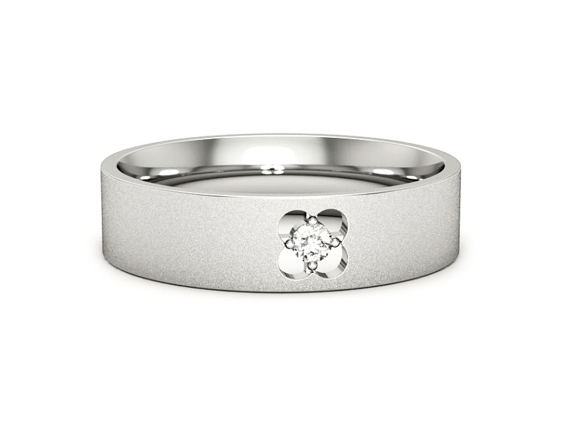 Obrączka z brylantem białe złoto - p16660bms — zdjęcie 2