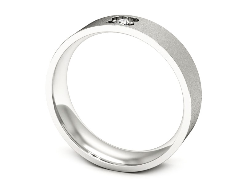Obrączka z brylantem białe złoto - p16660bms — zdjęcie 3