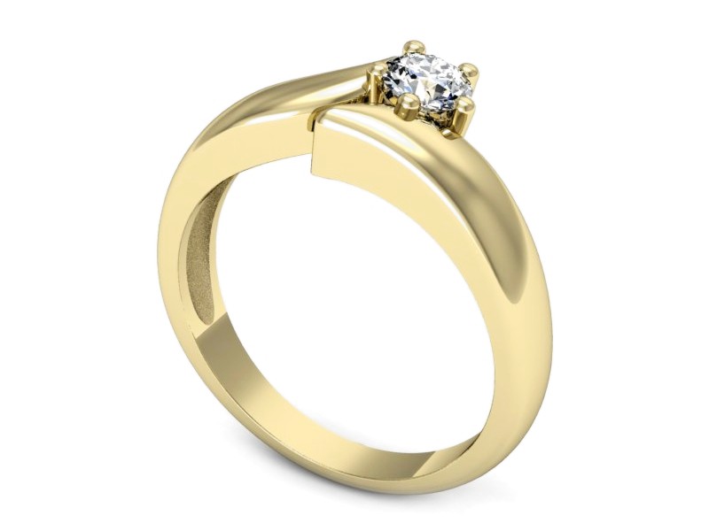 Złoty pierścionek z brylantem żółte złoto - p16663z — zdjęcie 3
