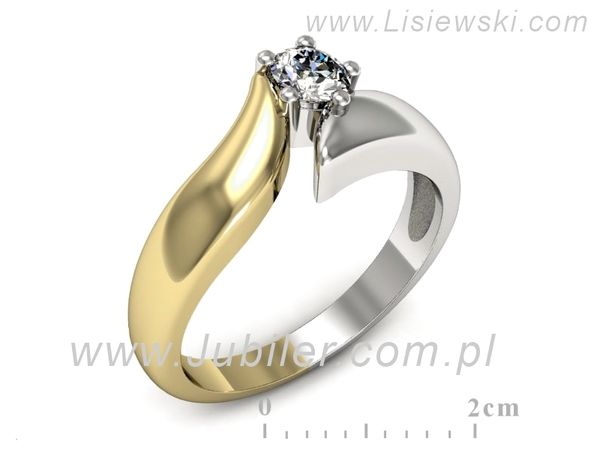 Pierścionek z diamentem żółte i białe złoto proba 585 - p16663zb- 1