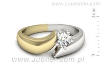 Pierścionek z diamentem żółte i białe złoto proba 585 - p16663zb- 2