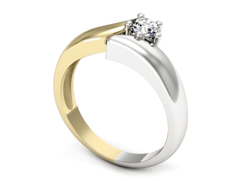 Pierścionek z diamentem żółte i białe złoto - p16663zb — zdjęcie 3
