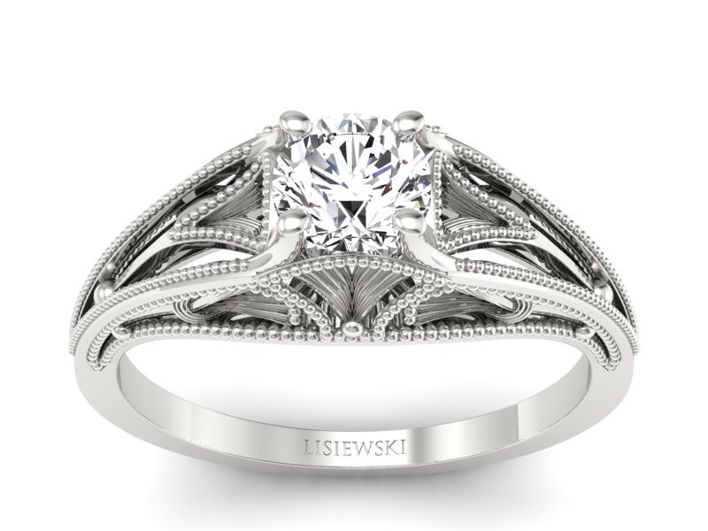 Złoty pierścionek z brylantem białe złoto - p16667b