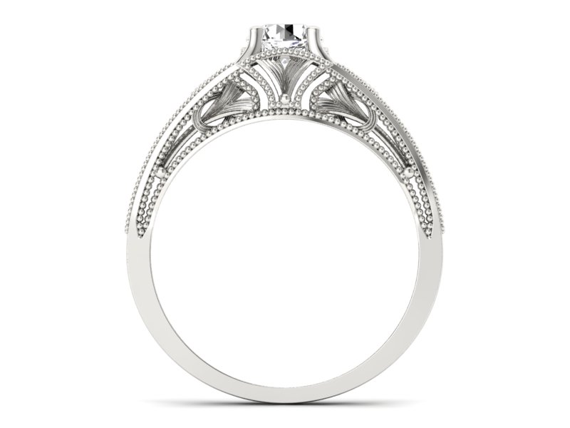 Złoty pierścionek z brylantem białe złoto - p16667b — zdjęcie 2