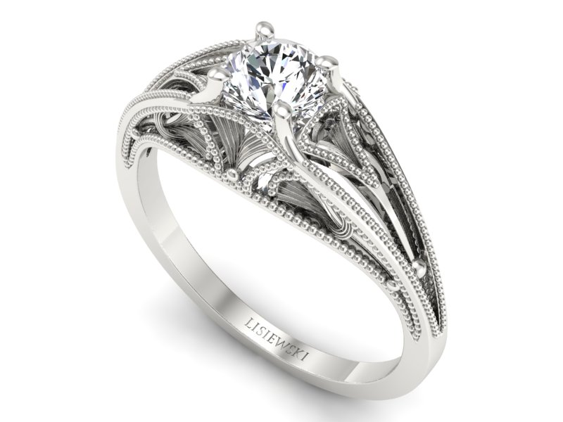 Złoty pierścionek z brylantem białe złoto - p16667b — zdjęcie 3