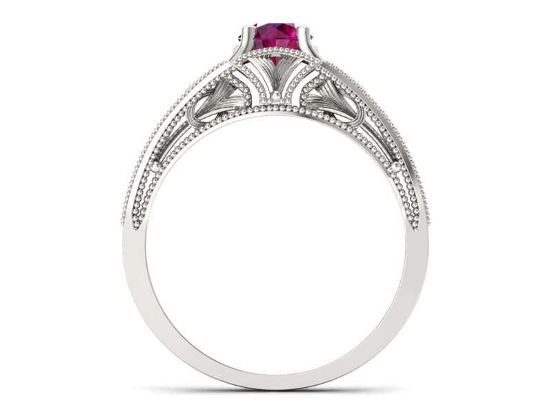 Złoty pierścionek z rubinem białe złoto - p16667br — zdjęcie 2