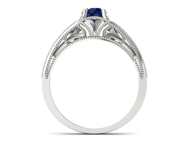 Złoty pierścionek z szafirem białe złoto - p16667bsz — zdjęcie 2