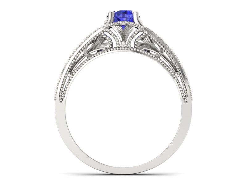 Złoty pierścionek z szafirem białe złoto - p16667bszc — zdjęcie 2