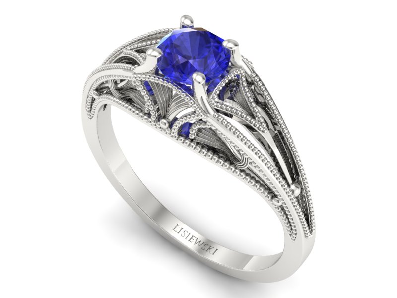 Złoty pierścionek z szafirem białe złoto - p16667bszc — zdjęcie 3