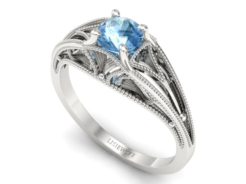 Złoty pierścionek z topazem białe złoto - p16667btp — zdjęcie 3