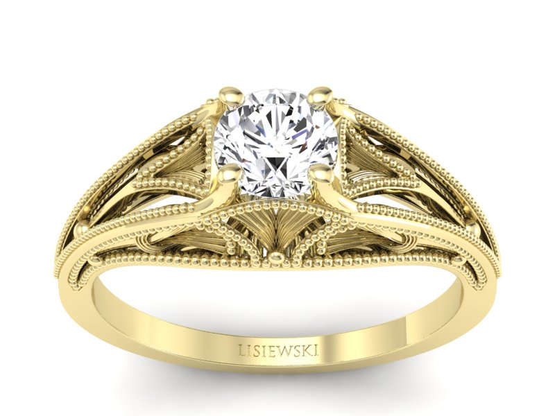 Złoty pierścionek z brylantem żółte złoto - p16667z