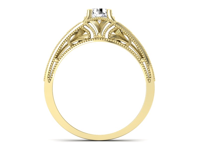 Złoty pierścionek z brylantem żółte złoto - p16667z — zdjęcie 2