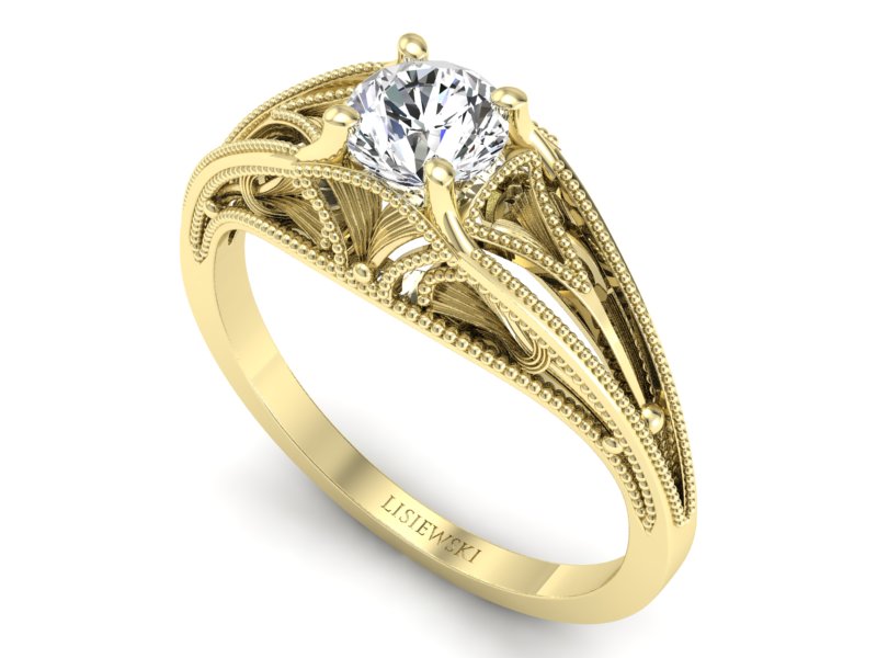 Złoty pierścionek z brylantem żółte złoto - p16667z — zdjęcie 3