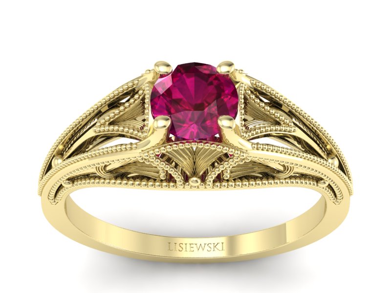 Złoty pierścionek z rubinem żółte złoto - p16667zr