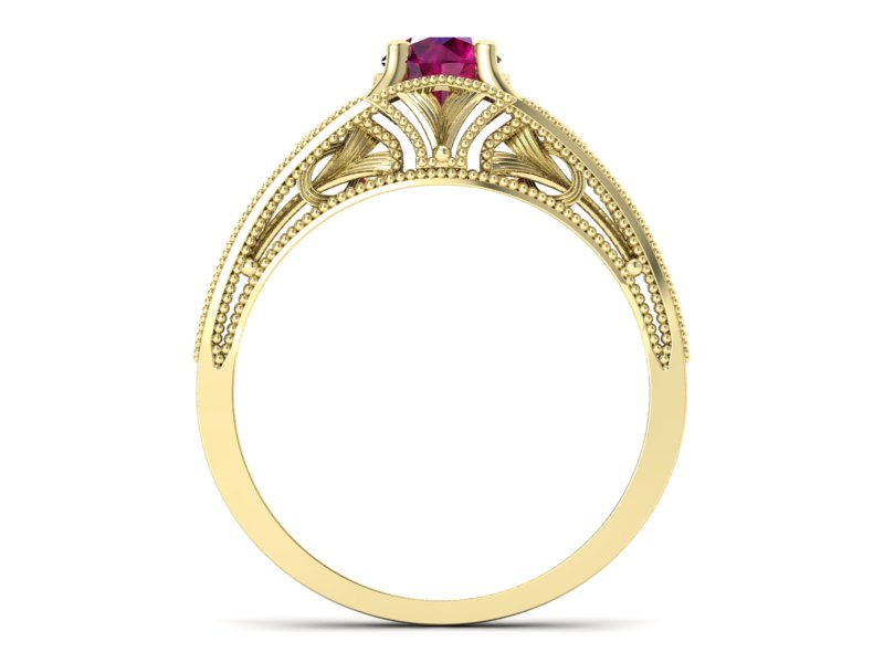 Złoty pierścionek z rubinem żółte złoto - p16667zr — zdjęcie 2