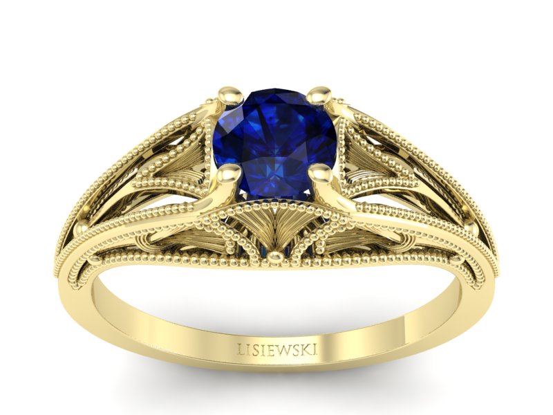 Złoty pierścionek z szafirem żółte złoto - p16667zsz