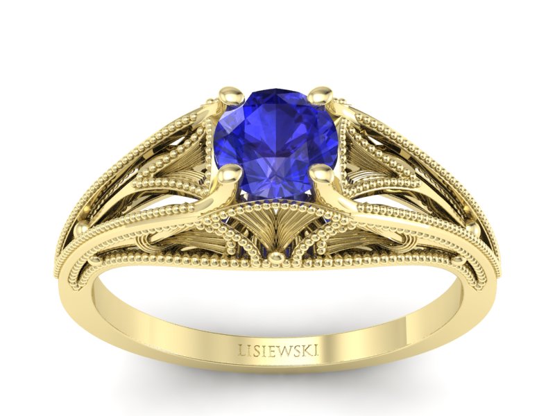 Złoty pierścionek z szafirem żółte złoto - p16667zszc