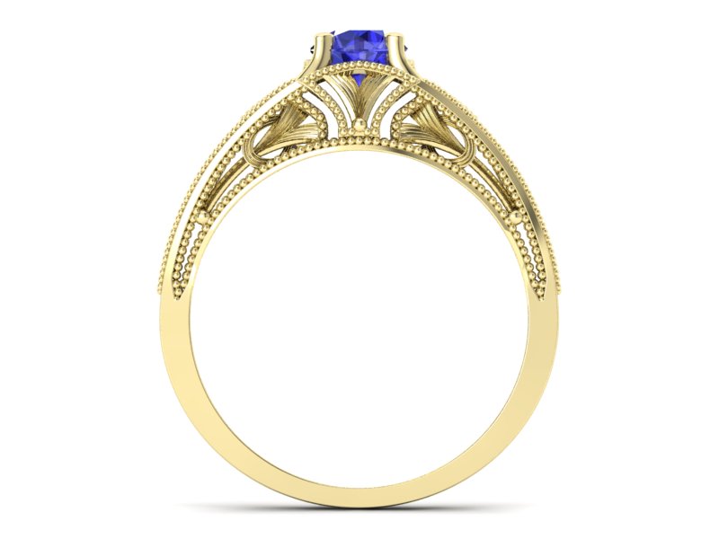 Złoty pierścionek z szafirem żółte złoto - p16667zszc — zdjęcie 2