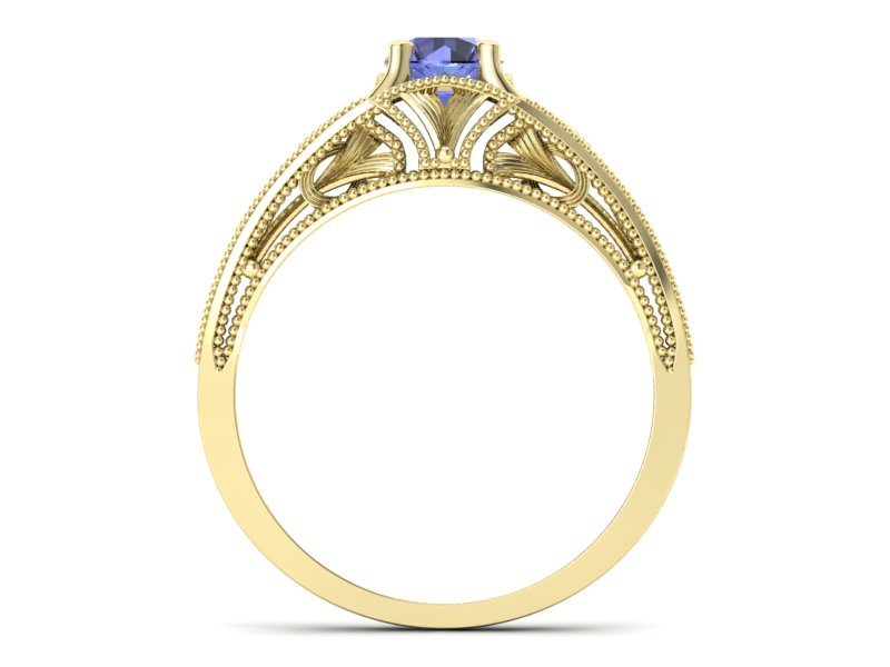 Złoty pierścionek z tanzanitem żółte złoto - p16667zt — zdjęcie 2