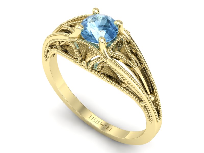 Złoty pierścionek z topazem żółte złoto - p16667ztp — zdjęcie 3