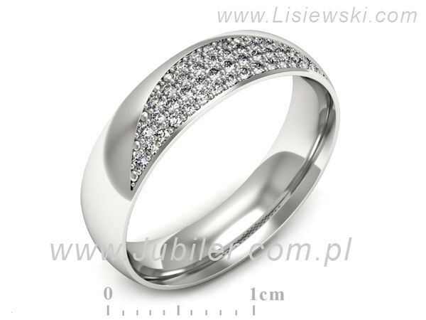 Pierscionek Obrączka z brylantami białe złoto próba 585 - p16669b- 1