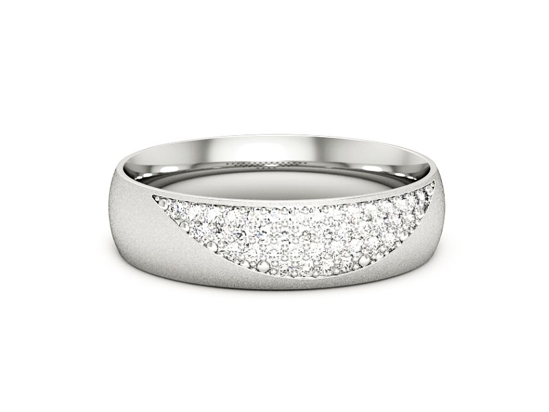 Pierścionek obrączka z brylantami białe złoto - p16669bms — zdjęcie 2