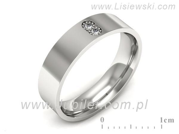 Pierscionek Obrączka z brylantami białe złoto próba 585 - p16670b- 1