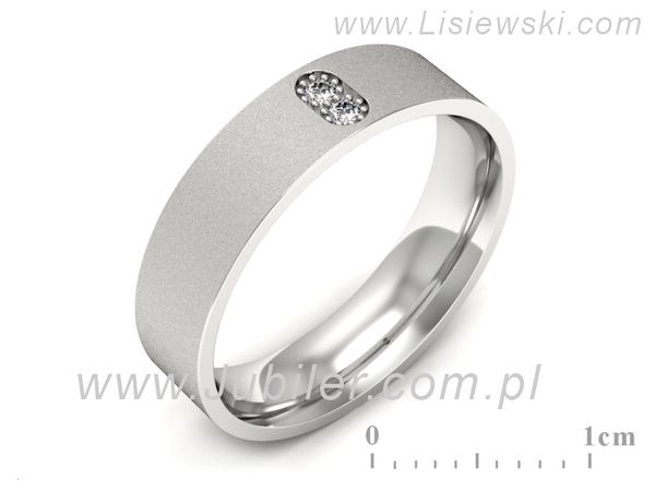 Pierscionek Obrączka z brylantami białe złoto próba 585 - p16670bms- 1