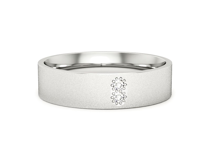 Pierścionek obrączka z brylantami białe złoto - p16670bms — zdjęcie 2