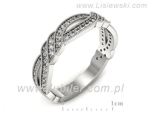 Pierscionek Obrączka z brylantami białe złoto próba 585 - p16671b- 1