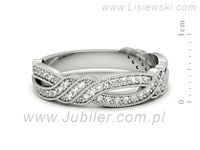 Pierscionek Obrączka z brylantami białe złoto próba 585 - p16671b- 2