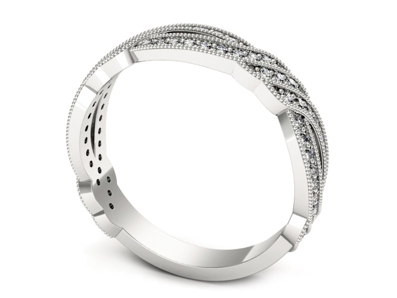 Pierścionek obrączka z brylantami białe złoto - p16671b — zdjęcie 3