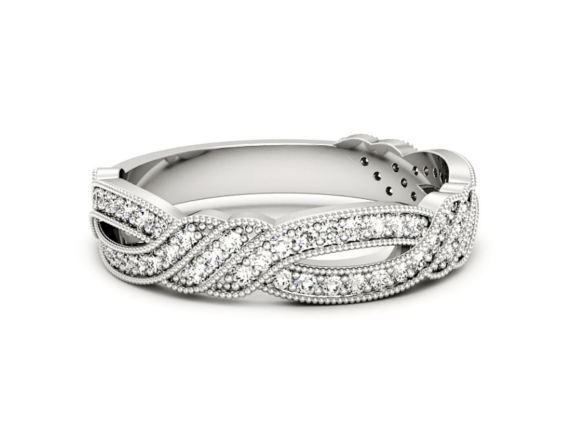 Pierścionek obrączka z brylantami białe złoto - p16671b — zdjęcie 2