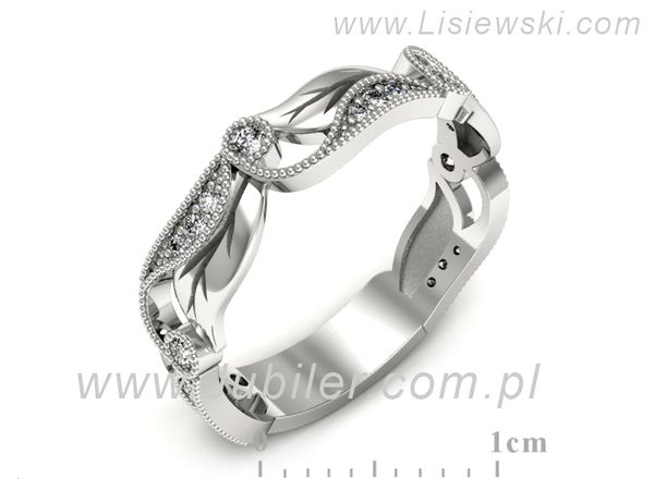 Pierscionek Obrączka z brylantami białe złoto próba 585 - p16672b- 1