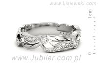Pierscionek Obrączka z brylantami białe złoto próba 585 - p16672b- 2