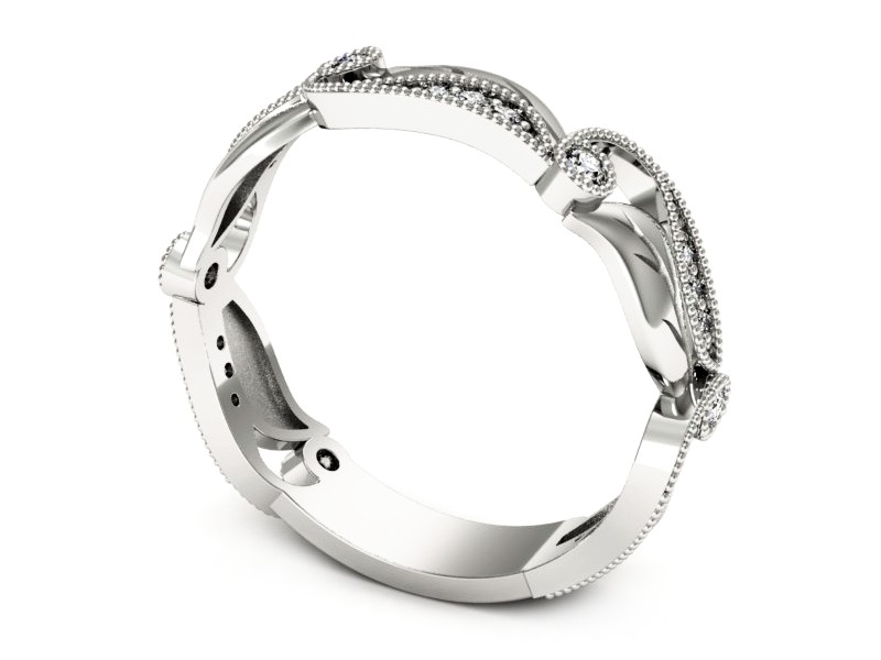 Pierścionek obrączka z brylantami białe złoto - p16672b — zdjęcie 3
